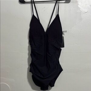 NWT Large Ribbed Black One-Piece‎ Swimsuit